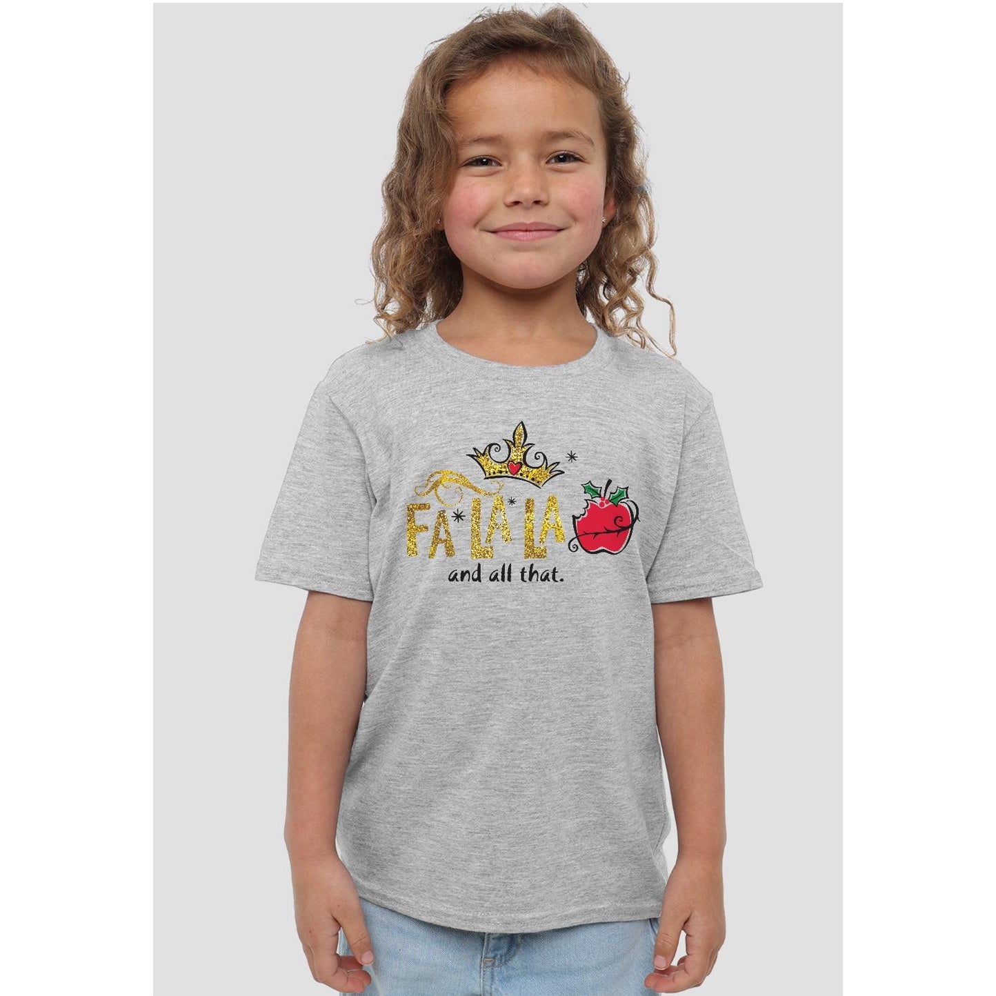 Sport Heather - Back - Snow White Childrens-Kids Fa La La And All That Sparkle Christmas T-Shirt
