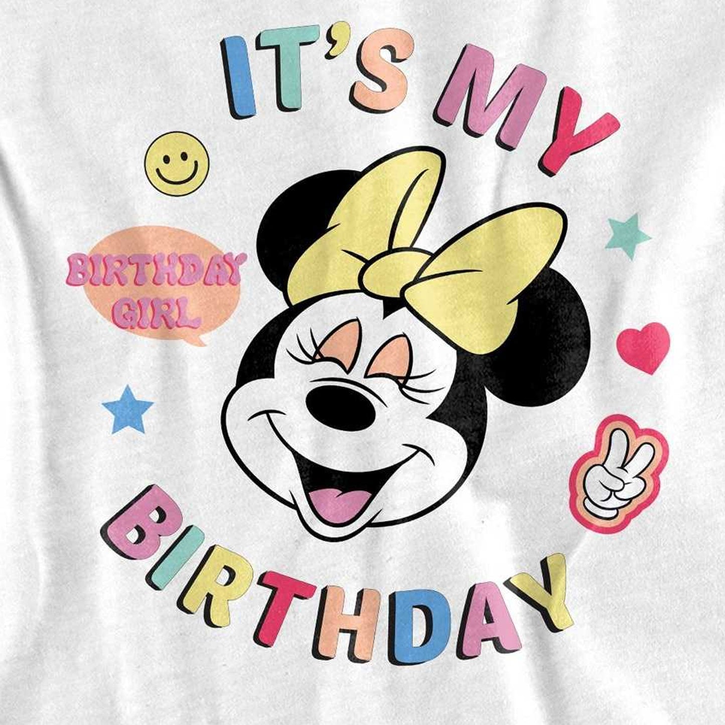 White - Side - Disney Childrens-Kids It´s My Birthday Minnie Mouse T-Shirt