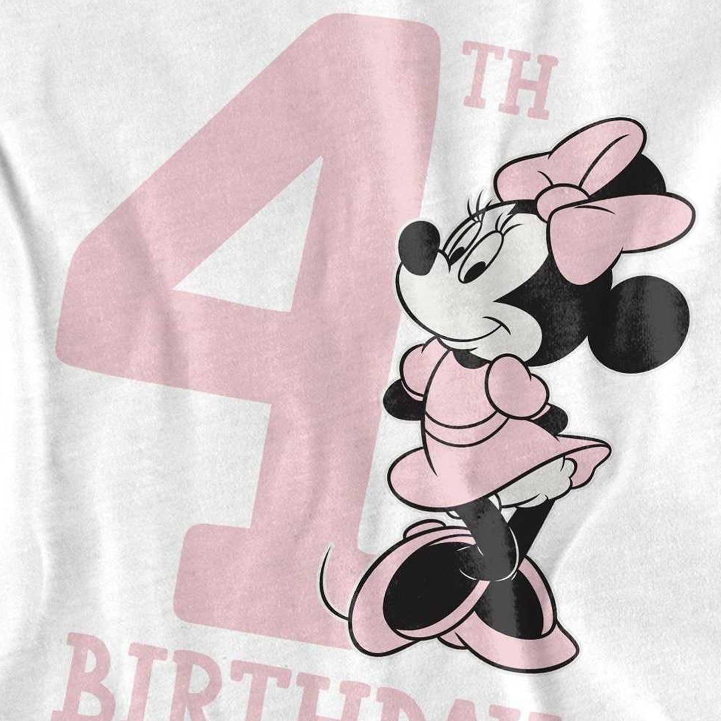 White - Side - Disney Childrens-Kids Minnie Mouse 4th Birthday T-Shirt