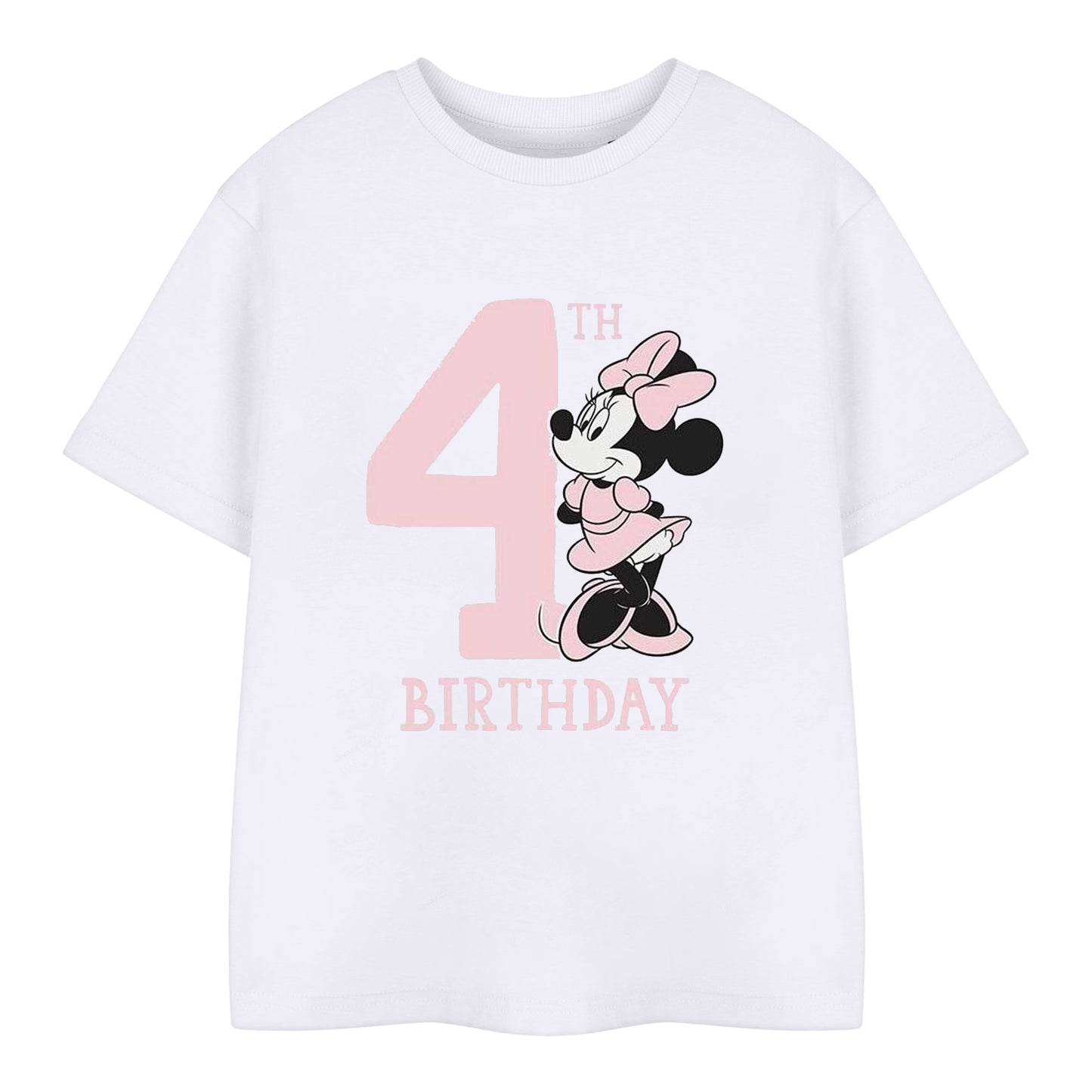 White - Front - Disney Childrens-Kids Minnie Mouse 4th Birthday T-Shirt