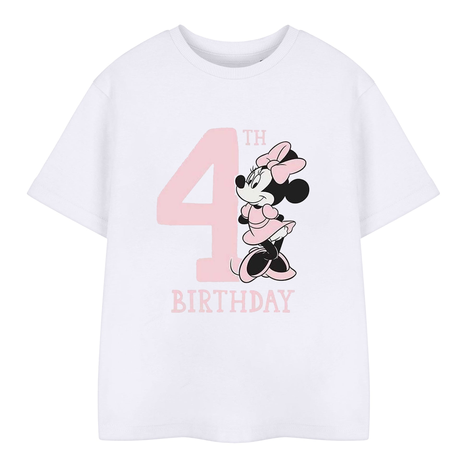 White - Front - Disney Childrens-Kids Minnie Mouse 4th Birthday T-Shirt