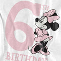 White - Side - Disney Childrens-Kids Minnie Mouse 6th Birthday T-Shirt