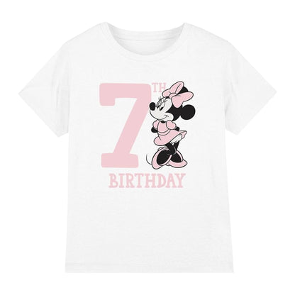 White - Front - Disney Childrens-Kids Minnie Mouse 7th Birthday T-Shirt