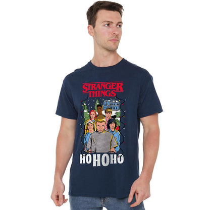 Navy - Lifestyle - Stranger Things Mens Ho Ho Ho Group Shot T-Shirt