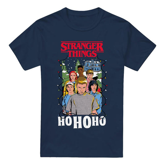 Navy - Front - Stranger Things Mens Ho Ho Ho Group Shot T-Shirt