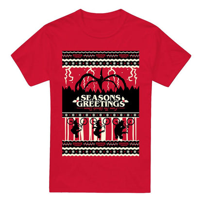 Red - Front - Stranger Things Mens Fair Isle T-Shirt