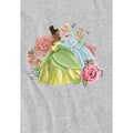 Sport Heather - Side - Disney Princess Childrens-Kids In The Garden Tiana And Cinderella T-Shirt