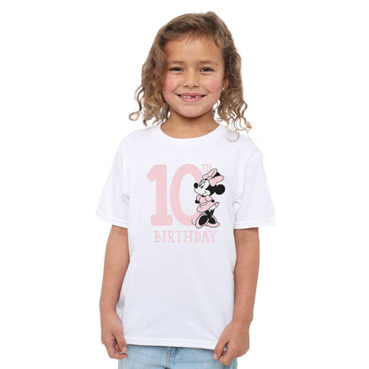 White - Lifestyle - Disney Childrens-Kids Minnie Mouse 10th Birthday T-Shirt