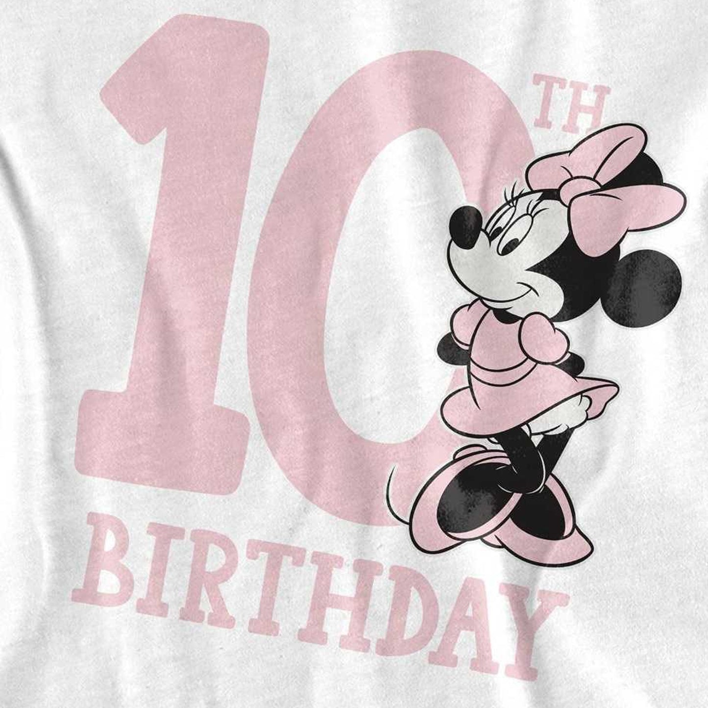 White - Side - Disney Childrens-Kids Minnie Mouse 10th Birthday T-Shirt