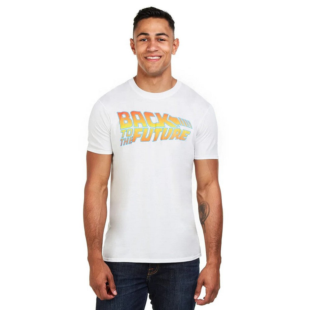 White - Lifestyle - Back To The Future Mens Logo Cotton T-Shirt