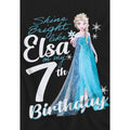 Black - Side - Frozen Childrens-Kids Bright Like Elsa 7th Birthday T-Shirt
