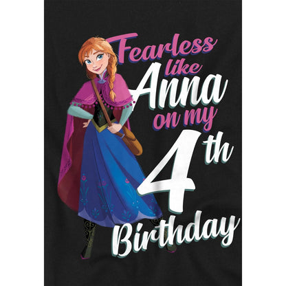 Black - Side - Frozen Childrens-Kids Fearless Like Anna 4th Birthday T-Shirt