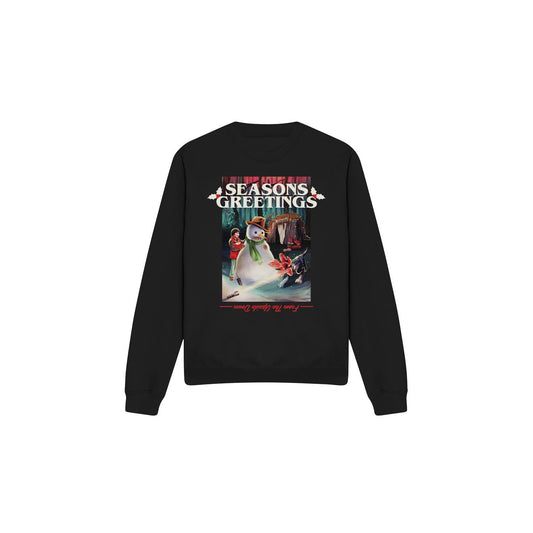 Black - Front - Stranger Things Unisex Adult Seasons Greetings Snowman Sweatshirt