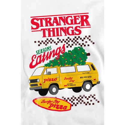 White - Side - Stranger Things Unisex Adult Seasons Eatings Pizza Van Sweatshirt