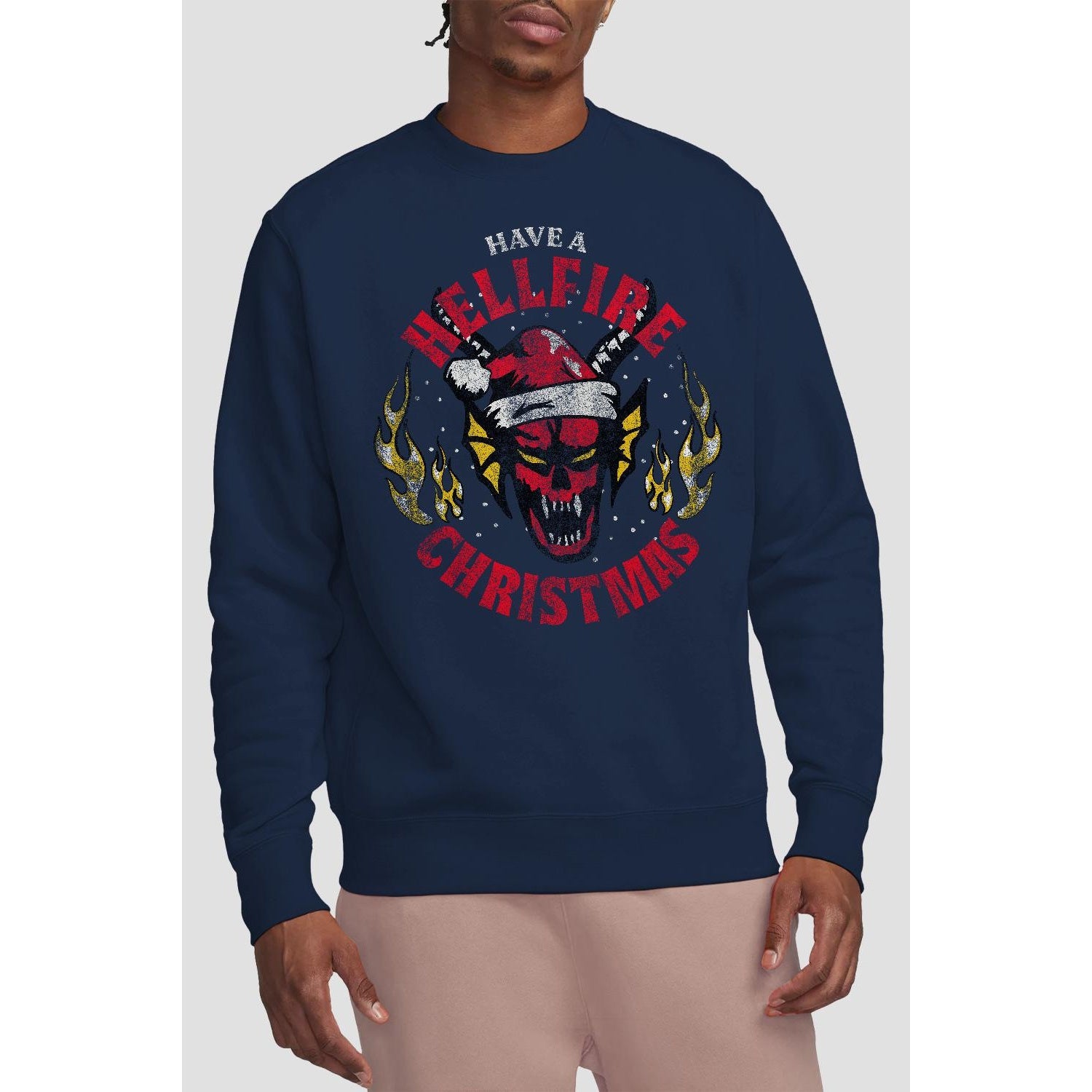 Navy - Lifestyle - Stranger Things Unisex Adult Hellfire Christmas Sweatshirt