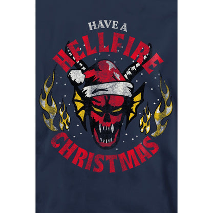 Navy - Side - Stranger Things Unisex Adult Hellfire Christmas Sweatshirt