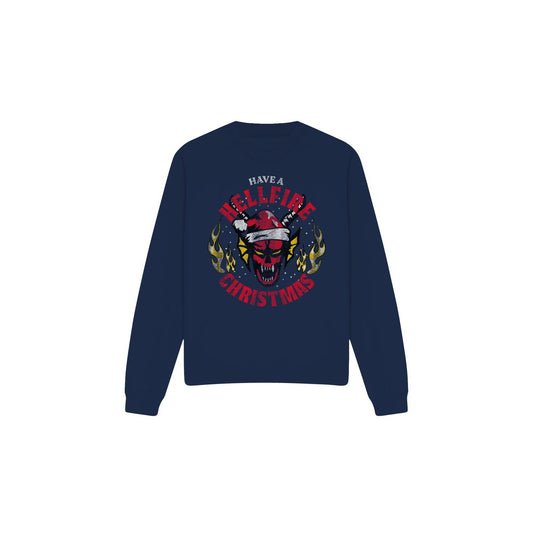Navy - Front - Stranger Things Unisex Adult Hellfire Christmas Sweatshirt