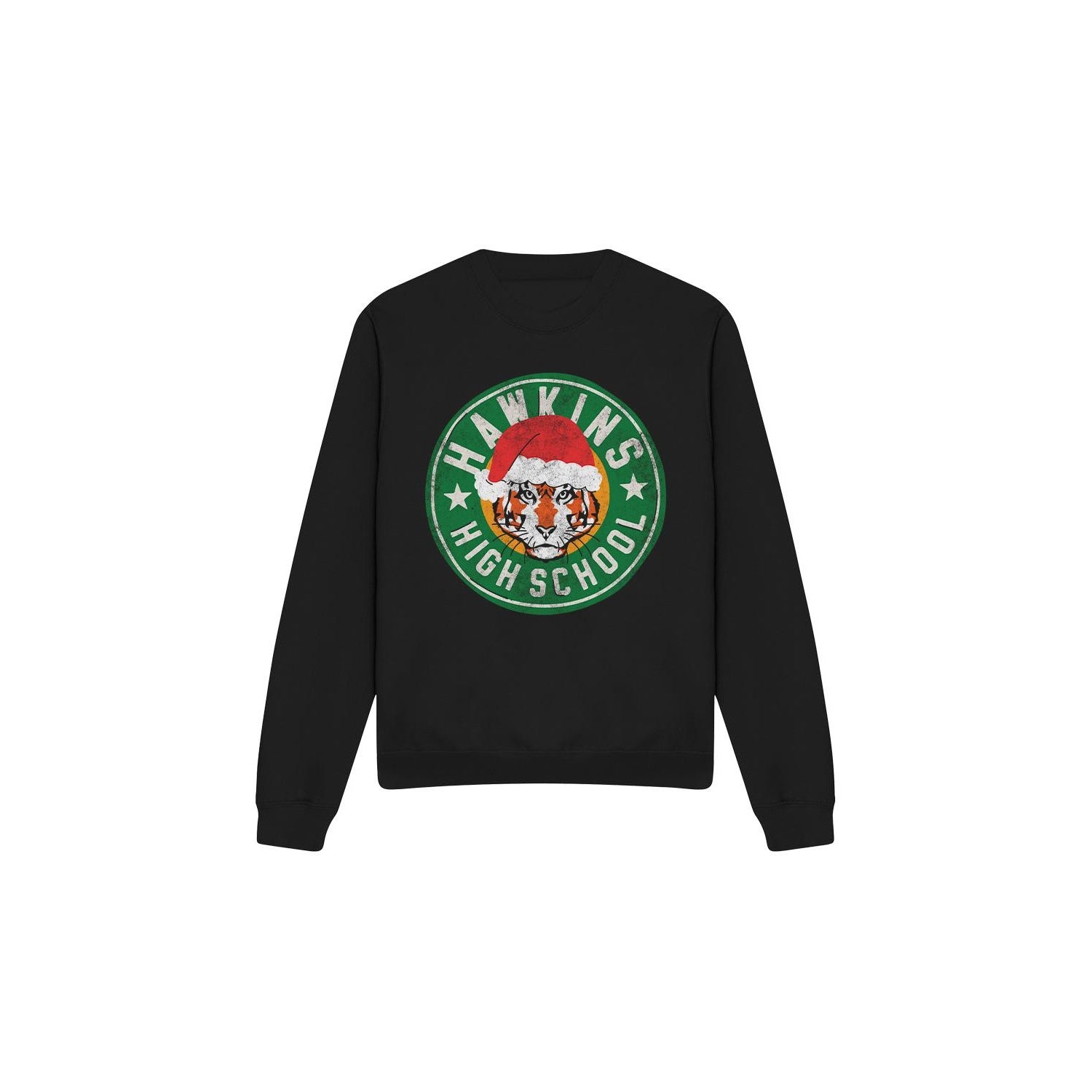 Black - Front - Stranger Things Unisex Adult Hawkins High School Christmas Logo Sweatshirt
