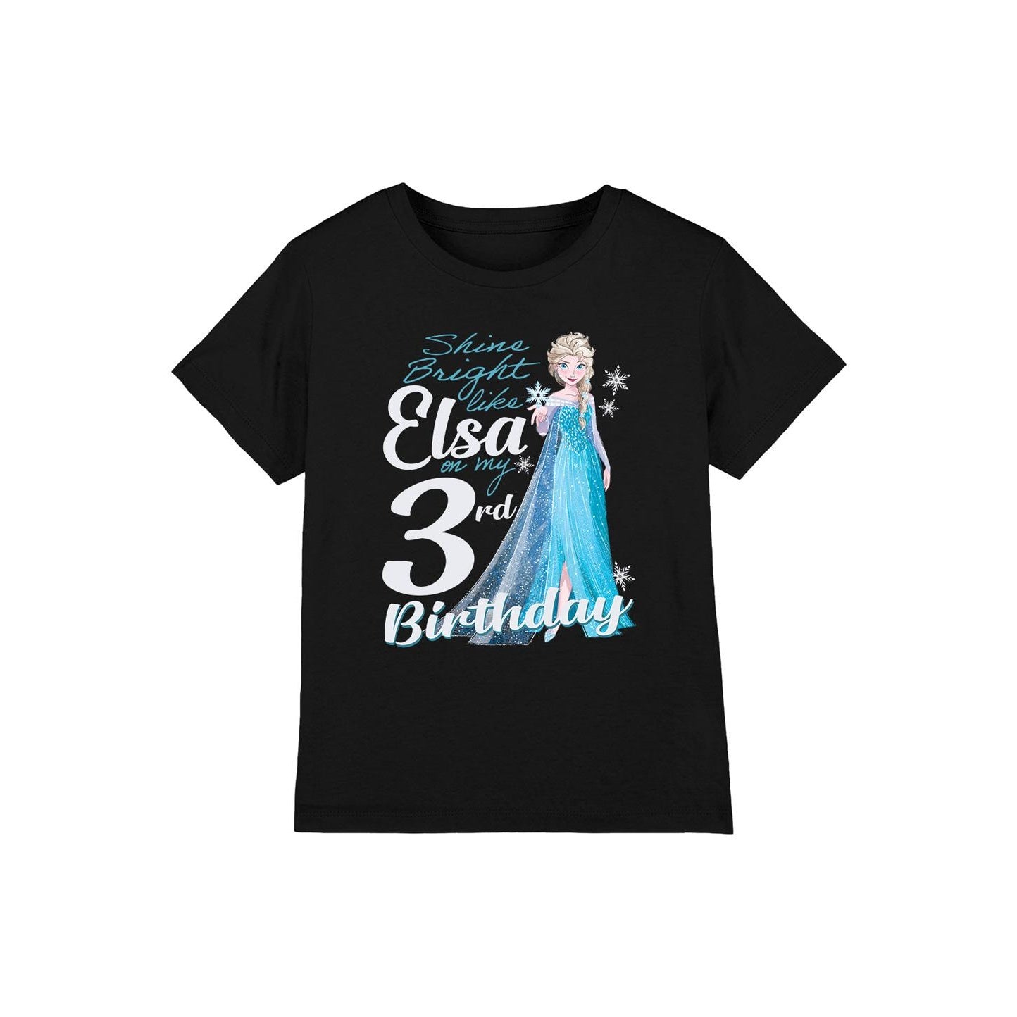 Black - Front - Frozen Childrens-Kids Bright Like Elsa 3rd Birthday T-Shirt