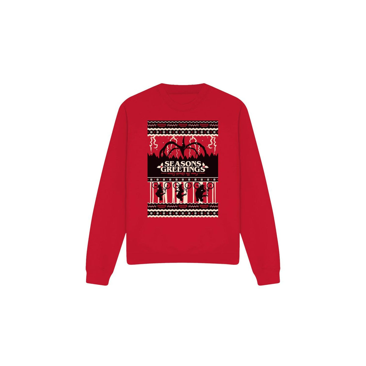 Red - Front - Stranger Things Unisex Adult Fair Isle Sweatshirt