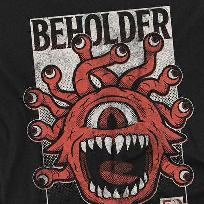 Black - Side - Dungeons & Dragons Mens Beholder Vintage 50th T-Shirt