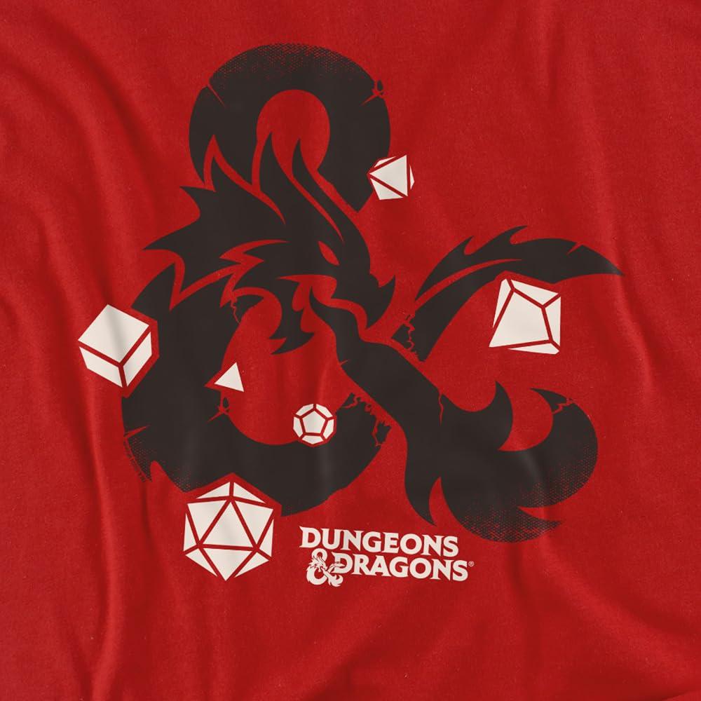 Red - Back - Dungeons & Dragons Mens Ampersand Dice T-Shirt