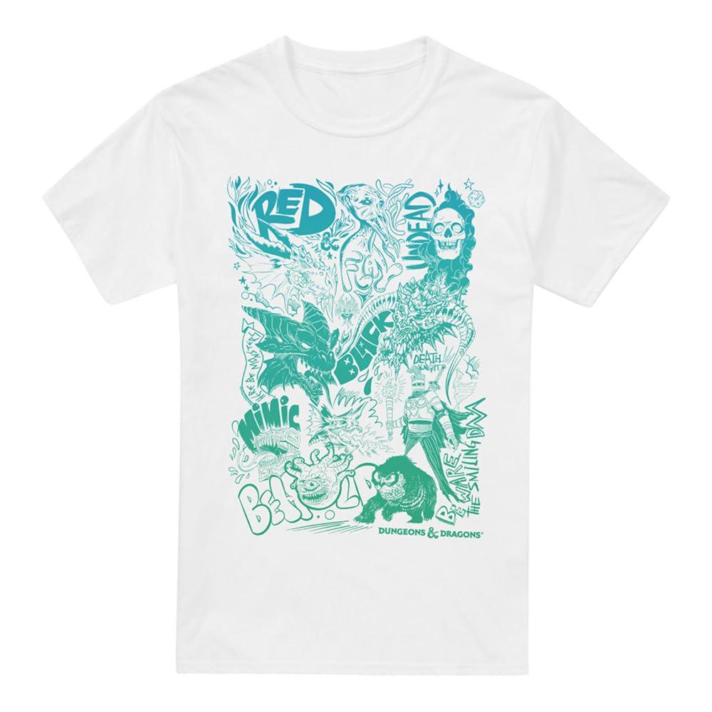 White - Front - Dungeons & Dragons Mens Sketchbook T-Shirt