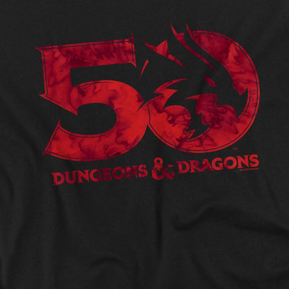 Black - Side - Dungeons & Dragons Mens Stacked Logo 50th T-Shirt