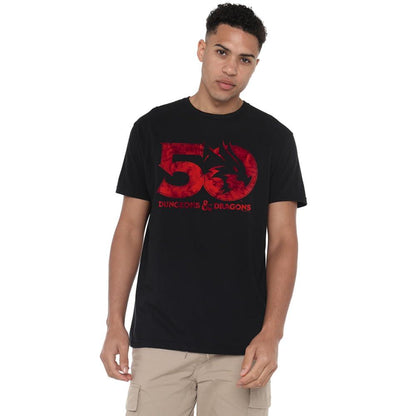 Black - Lifestyle - Dungeons & Dragons Mens Stacked Logo 50th T-Shirt