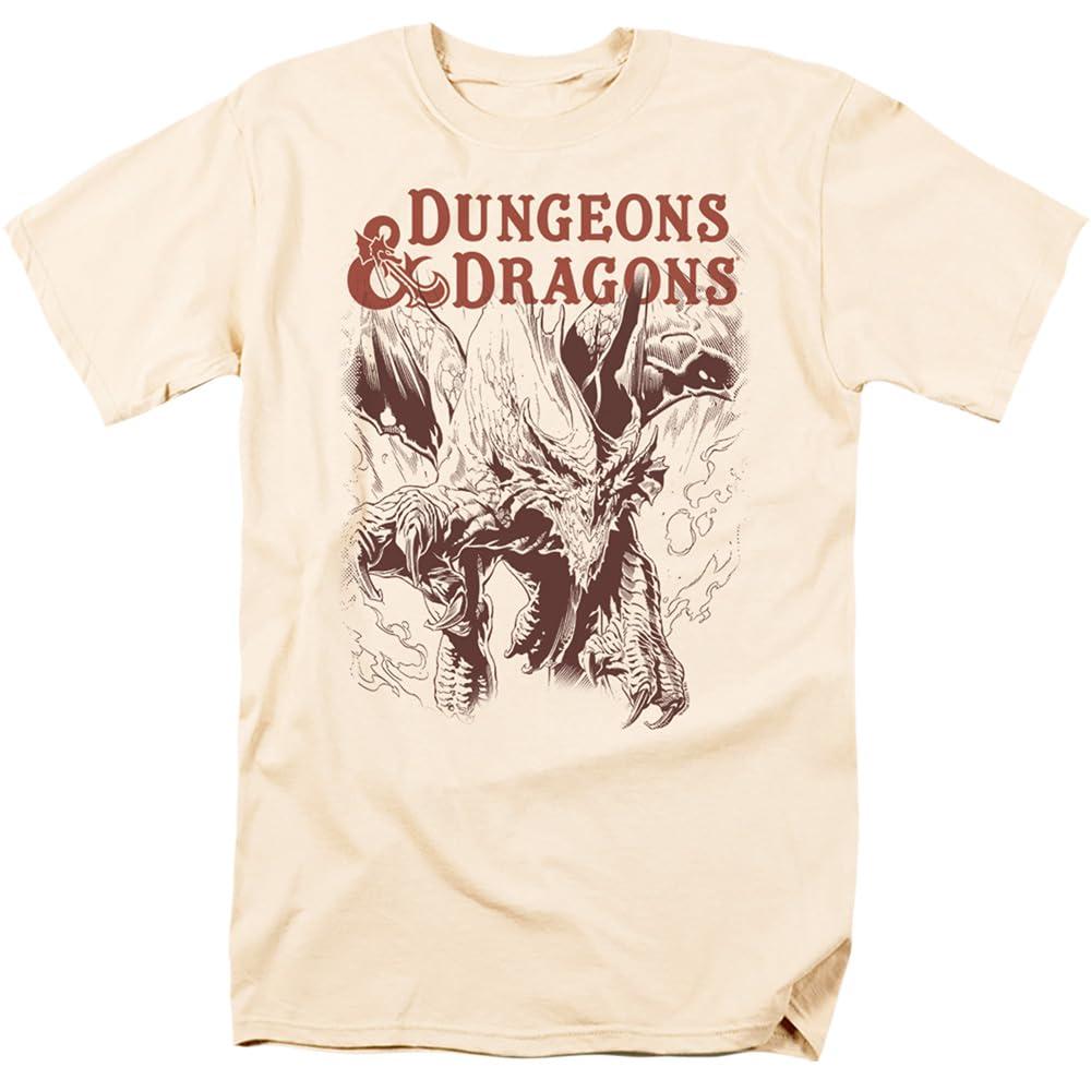 Natural - Front - Dungeons & Dragons Mens Striking Dragon T-Shirt
