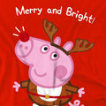 Red - Side - Peppa Pig Childrens-Kids George Pig Reindeer T-Shirt