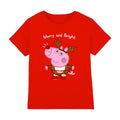Red - Front - Peppa Pig Childrens-Kids George Pig Reindeer T-Shirt