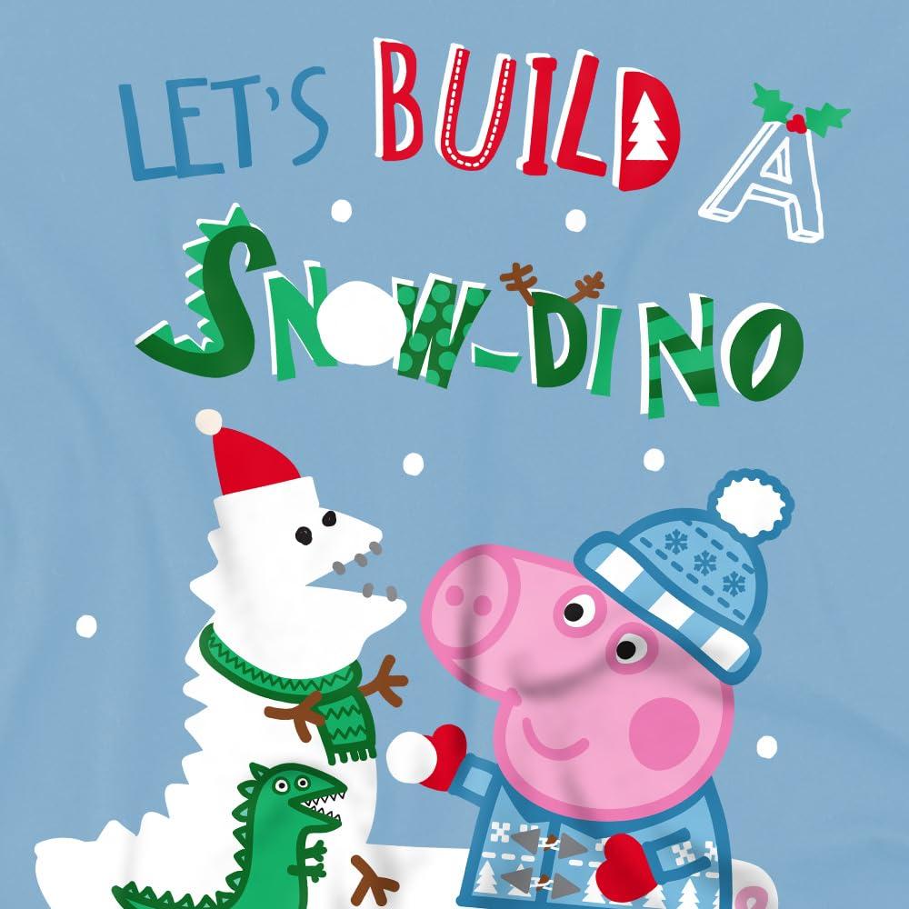 Light Blue - Side - Peppa Pig Childrens-Kids Snow Dinosaurs George Pig T-Shirt