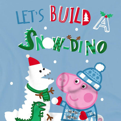 Light Blue - Side - Peppa Pig Childrens-Kids Snow Dinosaurs George Pig T-Shirt