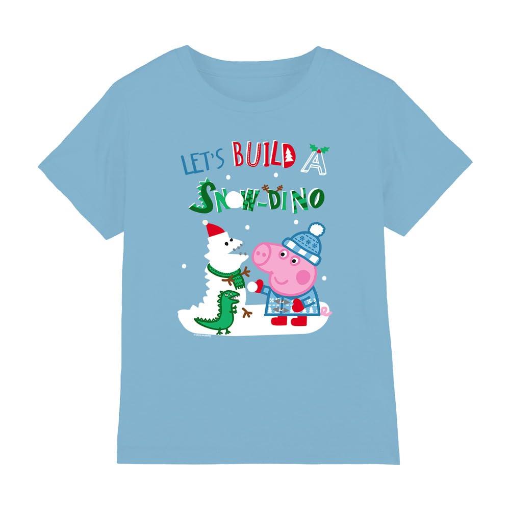 Light Blue - Front - Peppa Pig Childrens-Kids Snow Dinosaurs George Pig T-Shirt