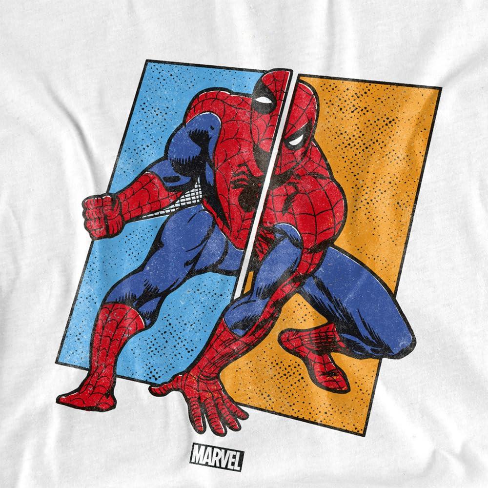 White - Side - Spider-Man Mens Split T-Shirt