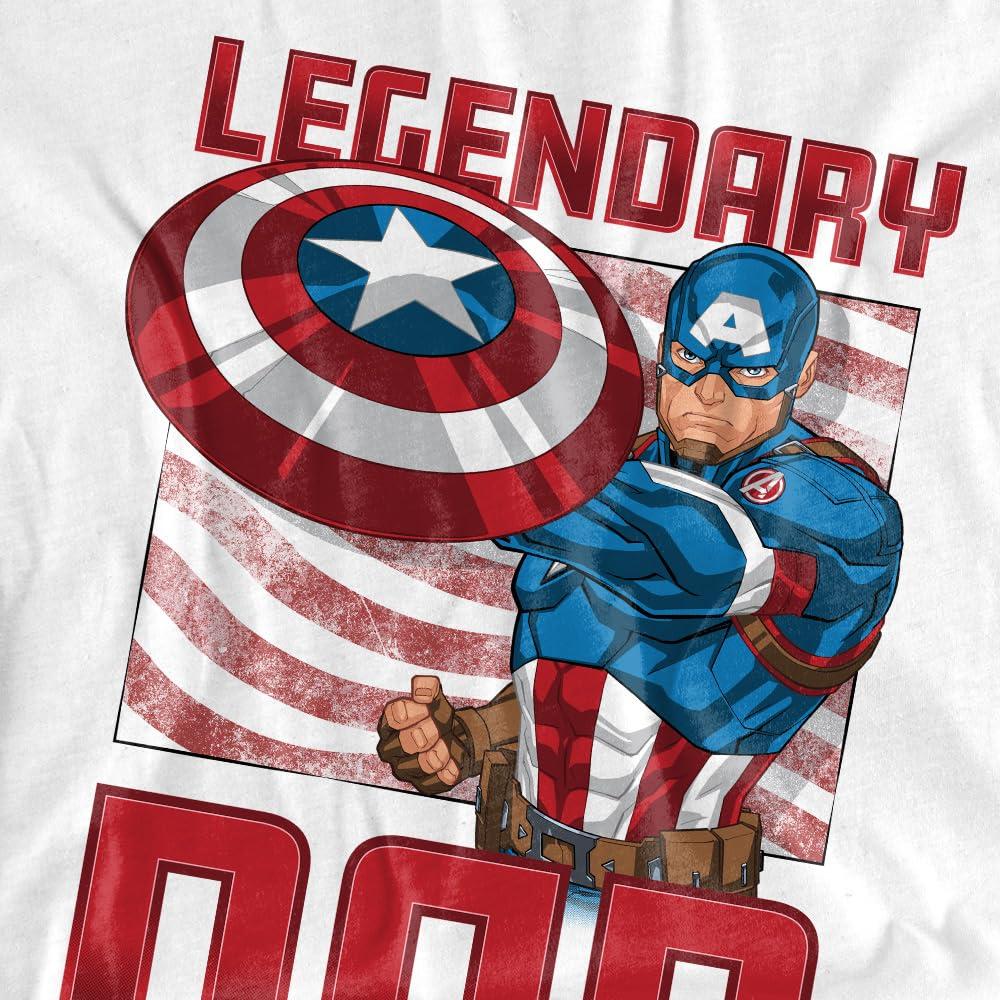 White - Side - Captain America Mens Legendary Dad T-Shirt