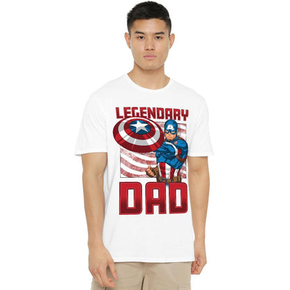 White - Lifestyle - Captain America Mens Legendary Dad T-Shirt