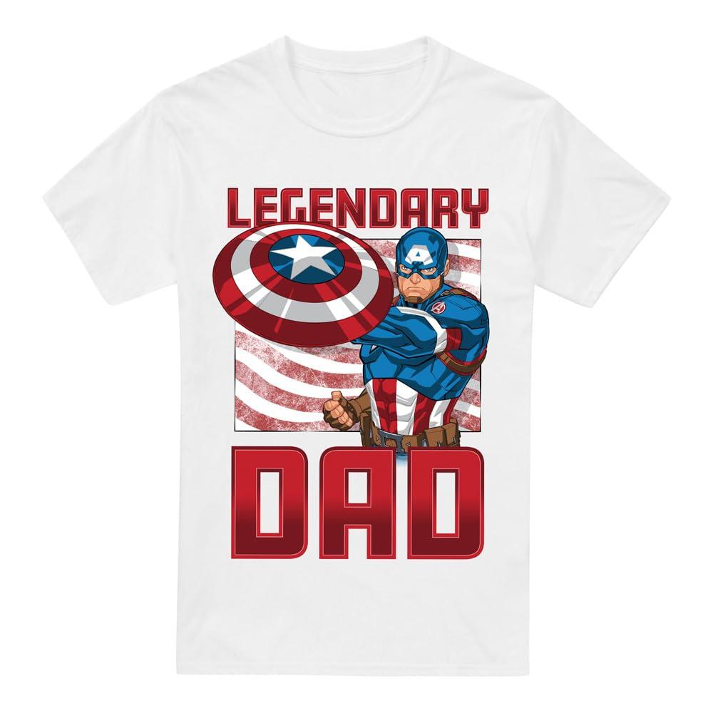White - Front - Captain America Mens Legendary Dad T-Shirt