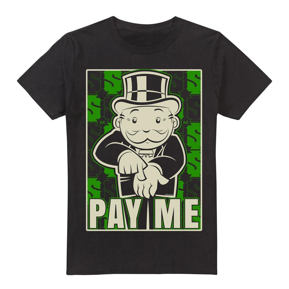 Black - Front - Monopoly Mens Pay Me T-Shirt