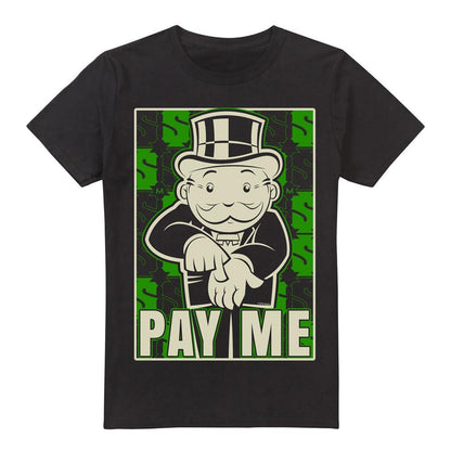 Black - Front - Monopoly Mens Pay Me T-Shirt