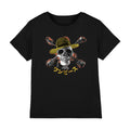 Black - Front - One Piece Childrens-Kids Straw Hat Jolly Roger T-Shirt