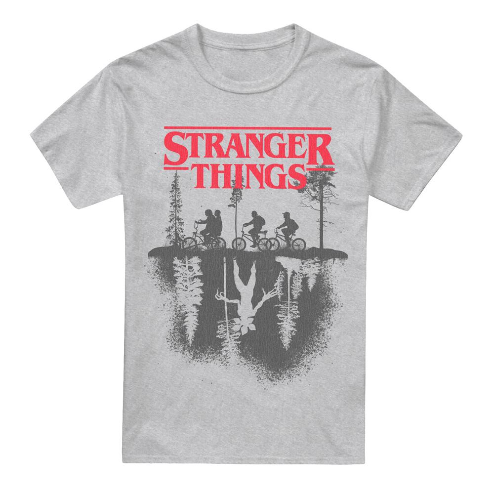 Sport Heather - Front - Stranger Things Mens Forest Silhouette Logo T-Shirt