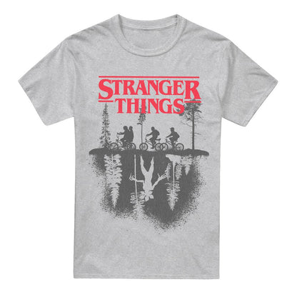 Sport Heather - Front - Stranger Things Mens Forest Silhouette Logo T-Shirt