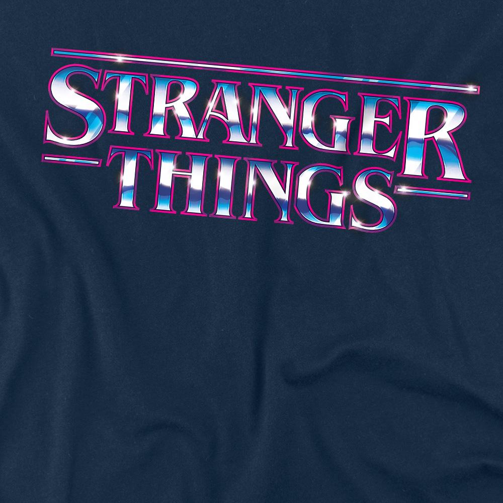 Navy - Side - Stranger Things Mens Metal Logo T-Shirt