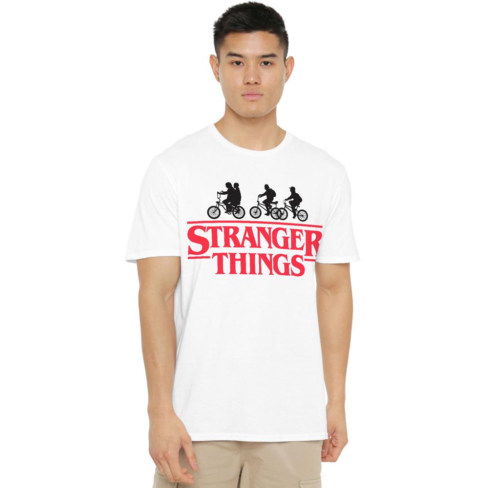 White - Lifestyle - Stranger Things Mens Silhouette Bike Logo T-Shirt