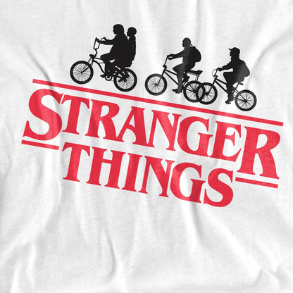 White - Side - Stranger Things Mens Silhouette Bike Logo T-Shirt