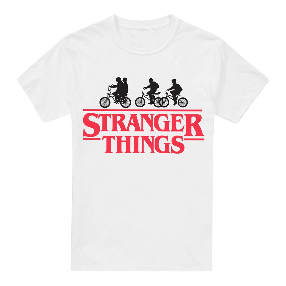 White - Front - Stranger Things Mens Silhouette Bike Logo T-Shirt