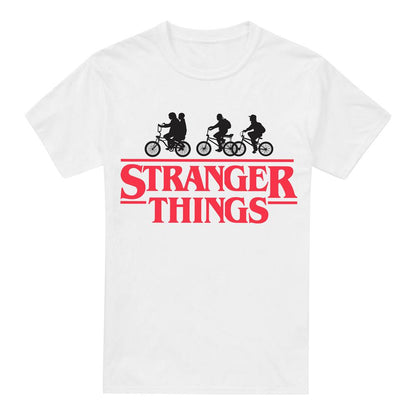 White - Front - Stranger Things Mens Silhouette Bike Logo T-Shirt