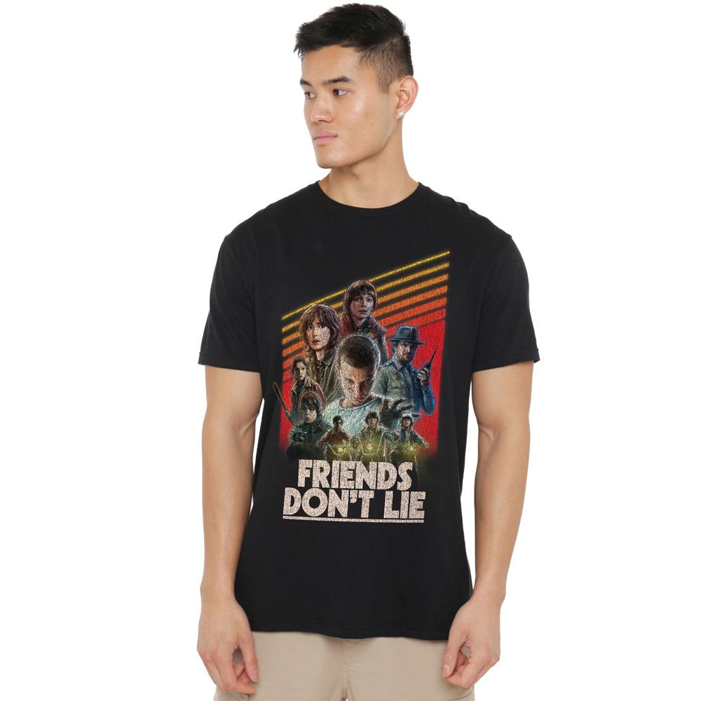 Black - Lifestyle - Stranger Things Mens Friends Don´t Lie Poster T-Shirt